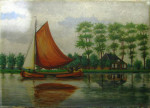 Vóór restauratie, schilderij boot, B.A. van Beek jr. 1949